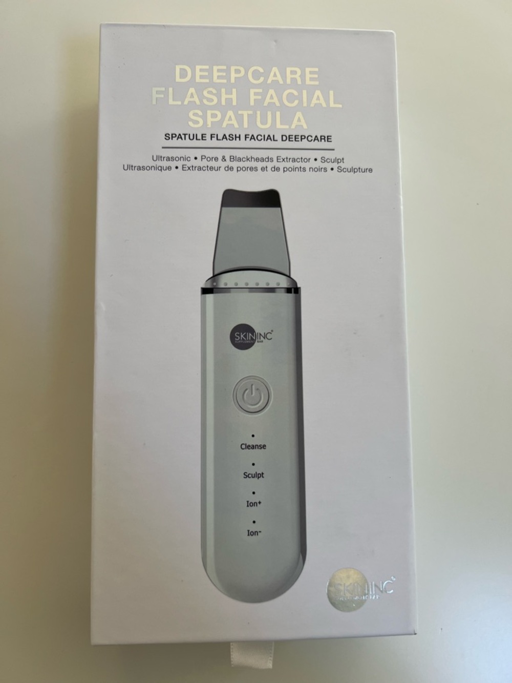 Skininc Deepcare Flash Facial Spatula - White Ultrasonic Skin Scrubber